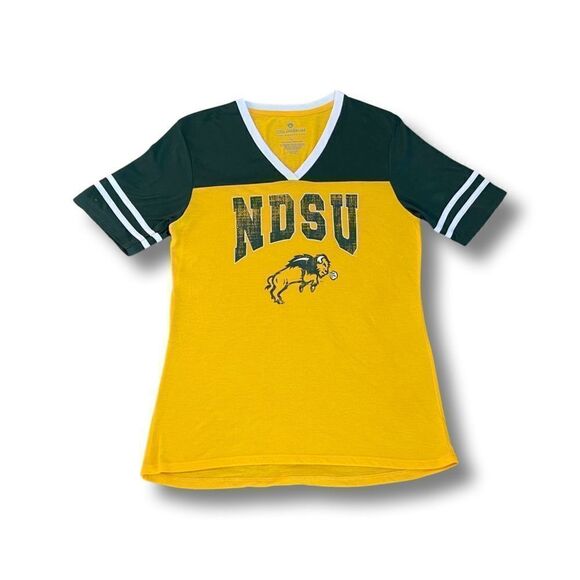 Colosseum North Dakota State Bison V-Neck T-Shirt Forest Green Large - Picture 1 of 6
